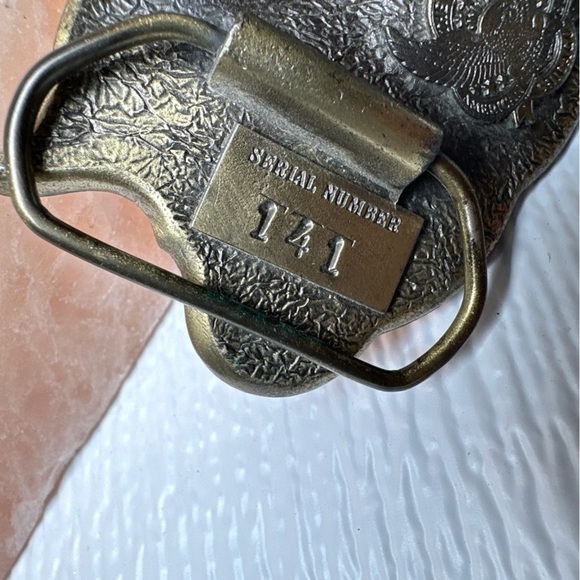 TEXAS LONE STAR Belt Buckle USA Made Texan Longhorn Rancher Biker 1980 Big D VTG - Picture 5 of 8